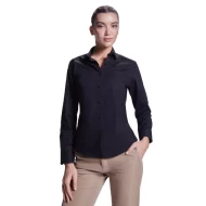 Camasa business stretch femei, fara buzunar pe piept, negru