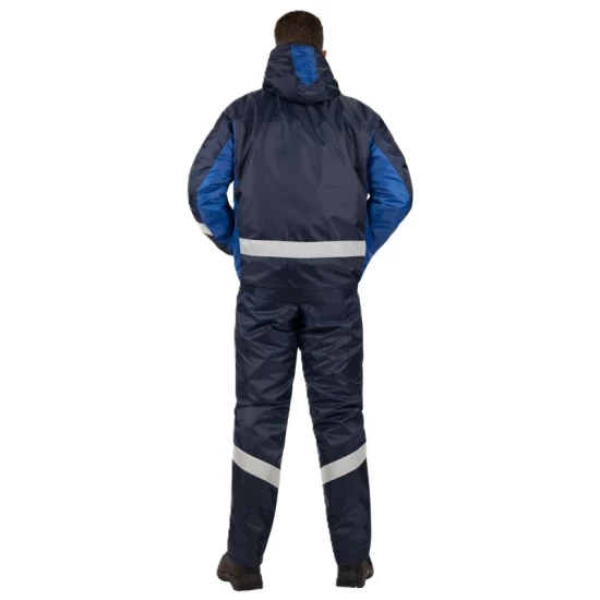 Costum de iarna cu dungi reflectorizante (salopeta cu pieptar si jacheta), bleumarin Costum de iarna cu dungi reflectorizante (salopeta cu pieptar si jacheta), bleumarin