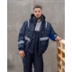 Costum de iarna cu dungi reflectorizante (salopeta cu pieptar si jacheta), bleumarin Costum de iarna cu dungi reflectorizante (salopeta cu pieptar si jacheta), bleumarin