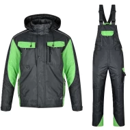 Costum impermeabil vatuit (salopeta cu pieptar + jacheta), gri si verde Costum impermeabil vatuit (salopeta cu pieptar + jacheta), gri si verde
