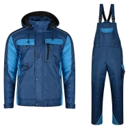 Costum impermeabil vatuit (salopeta cu pieptar + jacheta), bleumarin si albastru