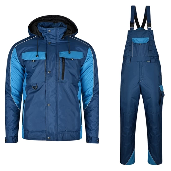 Costum impermeabil vatuit (salopeta cu pieptar + jacheta), bleumarin si albastru