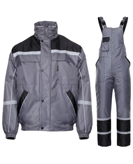 Costum vatuit impermeabil (jacheta + salopeta cu pieptar), gri Costum vatuit impermeabil (jacheta + salopeta cu pieptar), gri