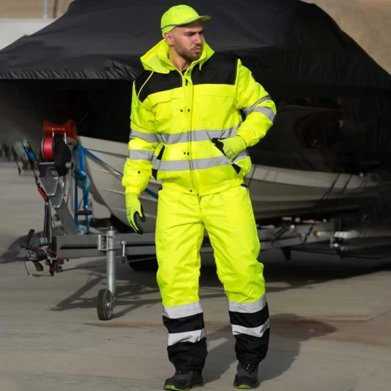 Costum vatuit HiVis impermeabil (salopeta cu pieptar + jacheta), galben
