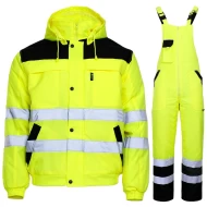 Costum vatuit HiVis impermeabil (salopeta cu pieptar + jacheta), galben reflectorizant Costum vatuit HiVis impermeabil (salopeta cu pieptar + jacheta), galben reflectorizant