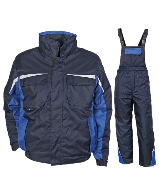 Costum vatuit impermeabil Kastor Plus (salopeta cu pieptar vatuita + jacheta vatuita), bleumarin-albastru regal Costum vatuit impermeabil Kastor Plus (salopeta cu pieptar vatuita + jacheta vatuita), bleumarin-albastru regal
