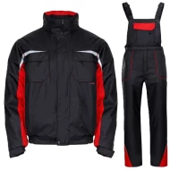 Costum vatuit impermeabil Kastor Plus (salopeta cu pieptar vatuita + jacheta vatuita), negru-rosu Costum vatuit impermeabil Kastor Plus (salopeta cu pieptar vatuita + jacheta vatuita), negru-rosu