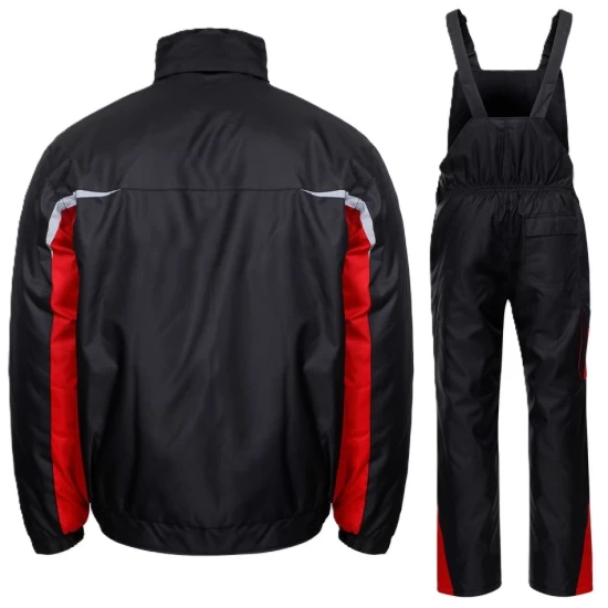Costum vatuit impermeabil Kastor Plus (salopeta cu pieptar vatuita + jacheta vatuita), negru-rosu Costum vatuit impermeabil Kastor Plus (salopeta cu pieptar vatuita + jacheta vatuita), negru-rosu