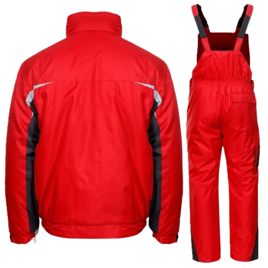Costum vatuit impermeabil Kastor Plus(salopeta cu pieptar vatuita + jacheta vatuita), rosu-negru Costum vatuit impermeabil Kastor Plus(salopeta cu pieptar vatuita + jacheta vatuita), rosu-negru