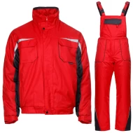 Costum vatuit impermeabil Kastor Plus(salopeta cu pieptar vatuita + jacheta vatuita), rosu-negru Costum vatuit impermeabil Kastor Plus(salopeta cu pieptar vatuita + jacheta vatuita), rosu-negru