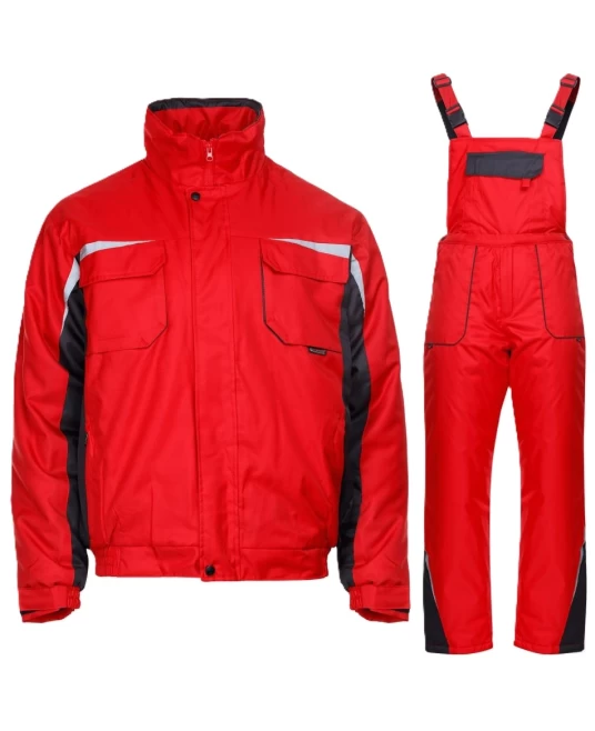 Costum vatuit impermeabil Kastor Plus(salopeta cu pieptar vatuita + jacheta vatuita), rosu-negru Costum vatuit impermeabil Kastor Plus(salopeta cu pieptar vatuita + jacheta vatuita), rosu-negru
