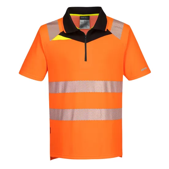Tricou polo HiVis premium slimfit, portocaliu neon Tricou polo HiVis premium slimfit, portocaliu neon