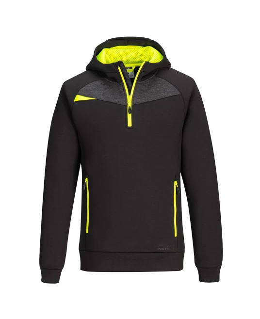 Hanorac premium cu gluga, fermoar scurt, negru-galben Hanorac premium cu gluga, fermoar scurt, negru-galben