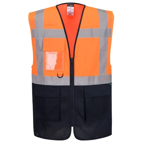 Vesta HiVis Manager cu fermoar, Portocaliu-Bleumarin