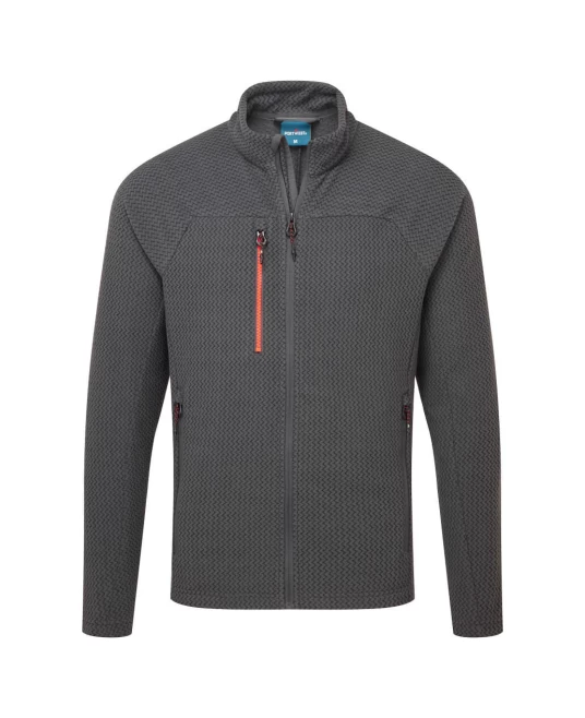 Jacheta fleece premium, model slim fit texturat, gri