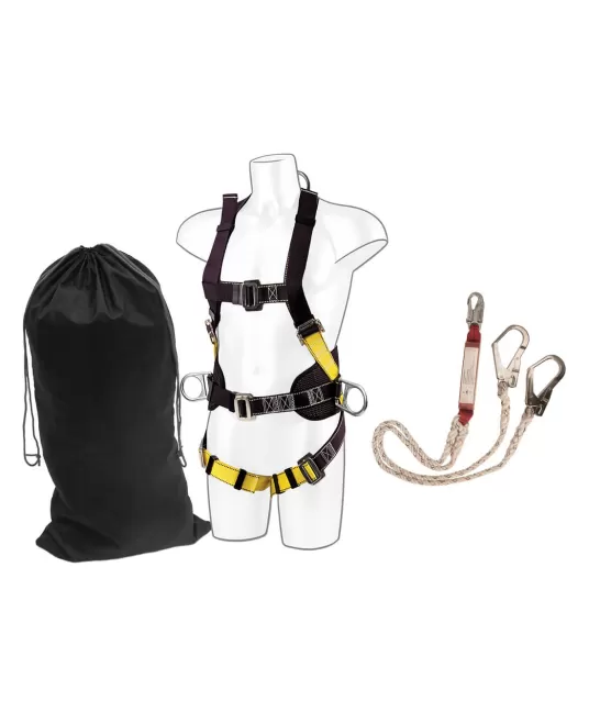 Set anticadere schelarie-ham 2 puncte, franghie dubla cu absorbitor de soc [FP64] Negru