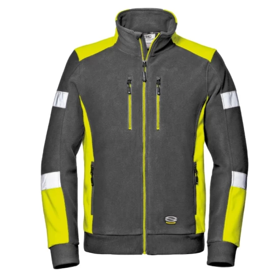 Fleece de lucru cu dungi reflectorizante, 310g/m2, gri-galben