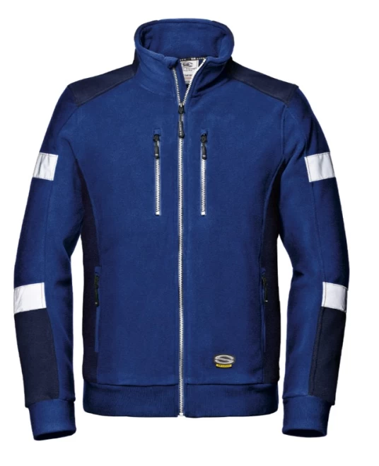 Fleece de lucru cu dungi reflectorizante, 310g/m2, albastru