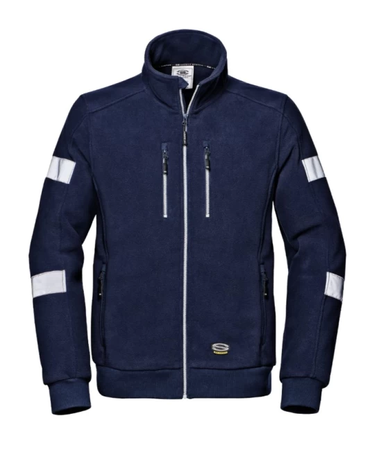 Fleece de lucru cu dungi reflectorizante, 310g/m2, bleumarin