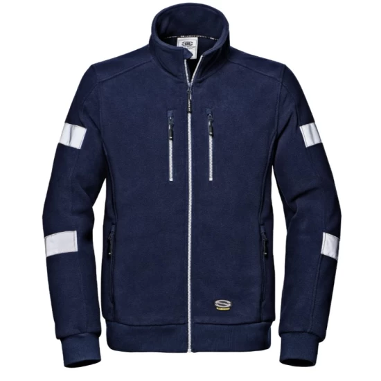 Fleece de lucru cu dungi reflectorizante, 310g/m2, bleumarin