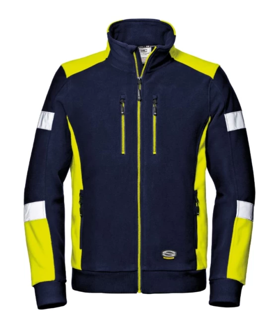 Fleece de lucru cu dungi reflectorizante, 310g/m2, bleumarin-galben Fleece de lucru cu dungi reflectorizante, 310g/m2, bleumarin-galben