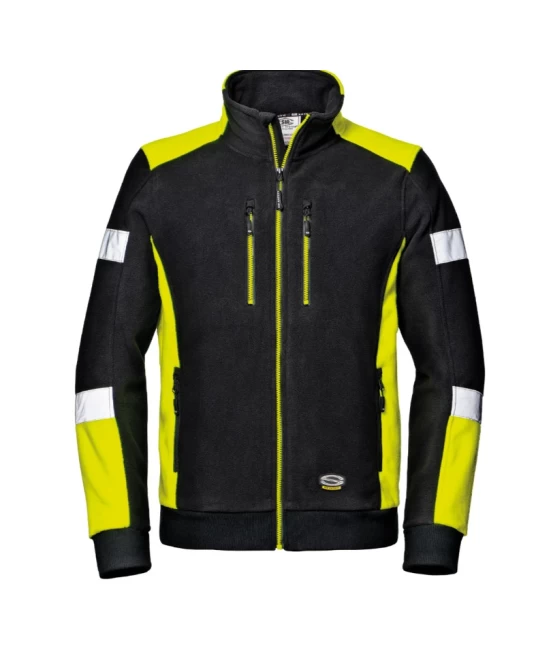 Fleece de lucru cu dungi reflectorizante, 310g/m2, negru-galben Fleece de lucru cu dungi reflectorizante, 310g/m2, negru-galben