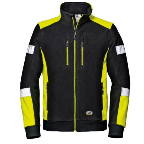 Fleece de lucru cu dungi reflectorizante, 310g/m2, negru-galben Fleece de lucru cu dungi reflectorizante, 310g/m2, negru-galben