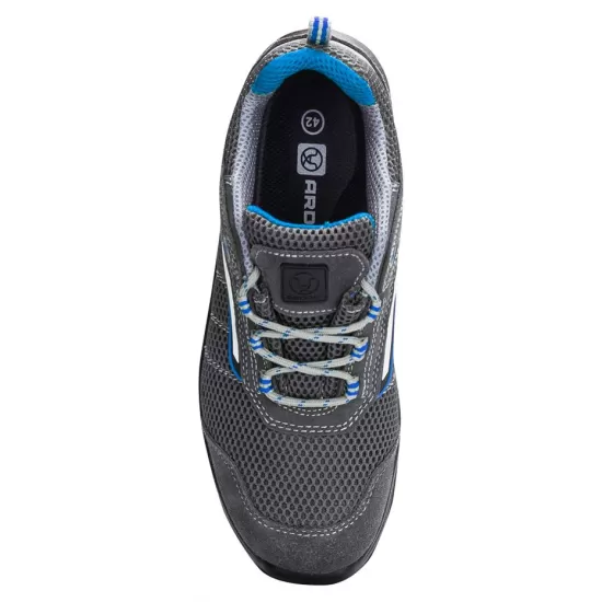 Pantofi respirabil S1P, HRO, bombeu compozit si lamela kevlar - gri cu albastru Pantofi respirabil S1P, HRO, bombeu compozit si lamela kevlar - gri cu albastru