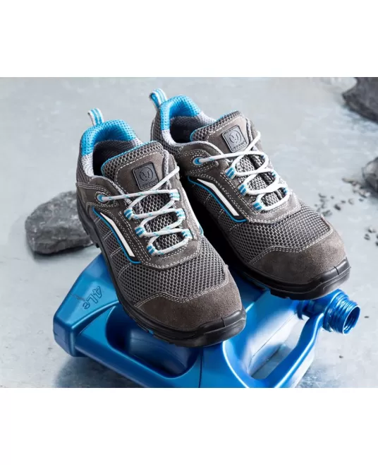 Pantofi respirabil S1P, HRO, bombeu compozit si lamela kevlar - gri cu albastru Pantofi respirabil S1P, HRO, bombeu compozit si lamela kevlar - gri cu albastru