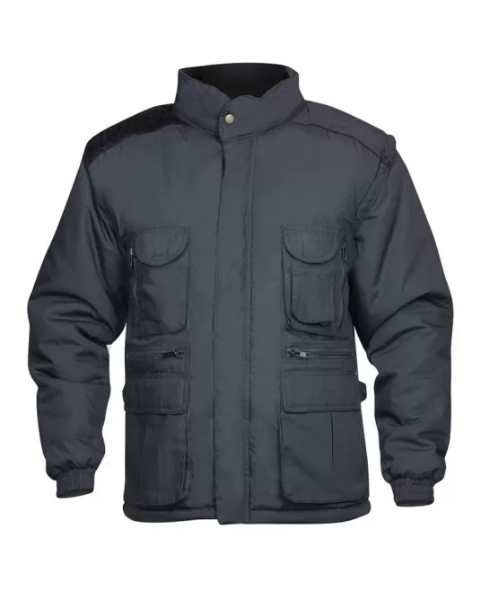 Jacheta vatuita neagra din tercot cu maneci detasabile Jacheta vatuita neagra din tercot cu maneci detasabile