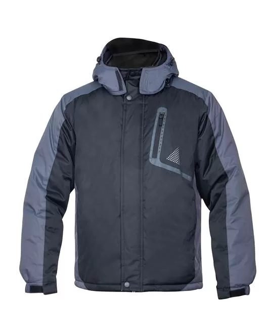 Jacheta de iarna impermeabila, cu gluga detasabila, negru-gri