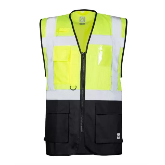Vesta reflectorizanta cu plasa mesh respirabila, galben/negru Vesta reflectorizanta cu plasa mesh respirabila, galben/negru
