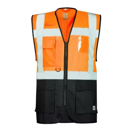 Vesta reflectorizanta cu plasa mesh respirabila, portocaliu/negru Vesta reflectorizanta cu plasa mesh respirabila, portocaliu/negru