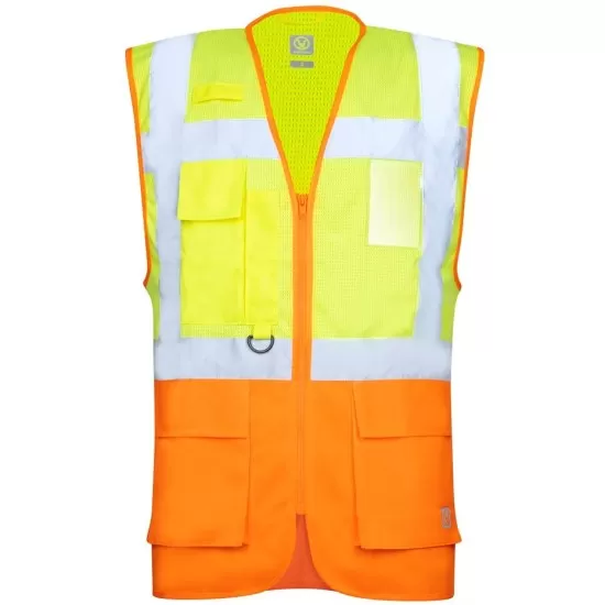 Vesta reflectorizanta cu plasa mesh respirabila, galben/portocaliu Vesta reflectorizanta cu plasa mesh respirabila, galben/portocaliu