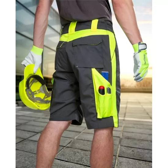 Pantaloni scurti premium HiVis, tercot kanvas 270 g/mp, Negru si galben Pantaloni scurti premium HiVis, tercot kanvas 270 g/mp, Negru si galben
