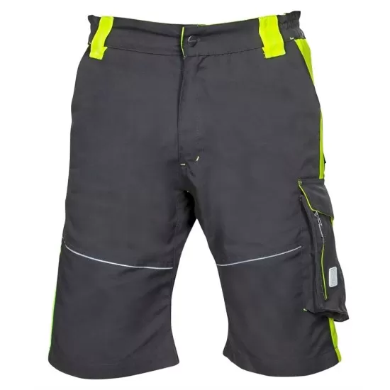 Pantaloni scurti premium HiVis, tercot kanvas 270 g/mp, Negru si galben Pantaloni scurti premium HiVis, tercot kanvas 270 g/mp, Negru si galben