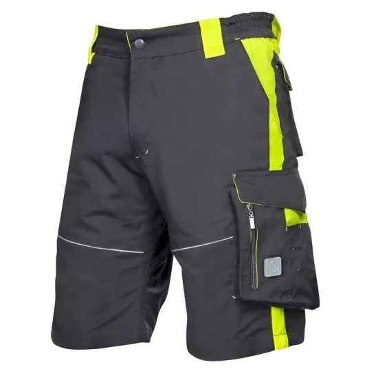 Pantaloni scurti premium HiVis, tercot kanvas 270 g/mp, Negru si galben Pantaloni scurti premium HiVis, tercot kanvas 270 g/mp, Negru si galben