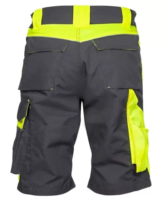 Pantaloni scurti premium  HiVis, tercot kanvas 270 g/mp, Negru si galben Pantaloni scurti premium  HiVis, tercot kanvas 270 g/mp, Negru si galben
