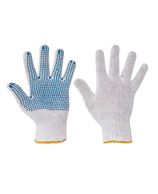 HS-04-011 Manusi de protectie cu picouri PLOVER ECO alb si albastru