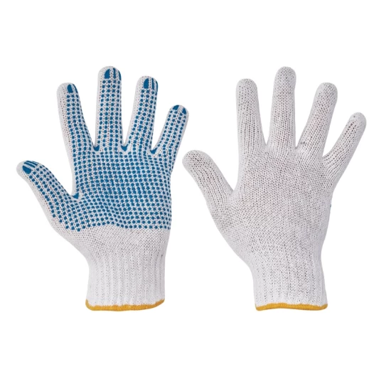 HS-04-011 Manusi de protectie cu picouri PLOVER ECO alb si albastru