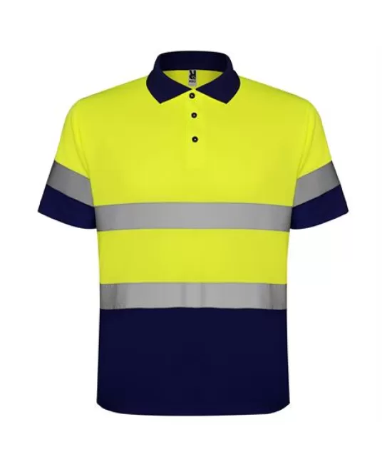 Tricou polo HiVis reflectorizant, poliester, Galben  bleumarin
