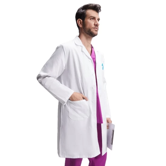 Halat alb pentru barbati, tercot 195g/m2 Halat alb pentru barbati, tercot 195g/m2