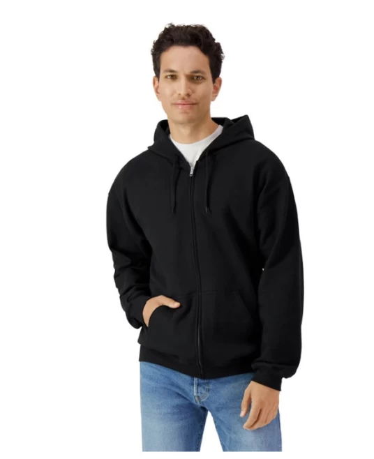 Hanorac cu gluga si fermoar Gildan, 285g/m2, negru Hanorac cu gluga si fermoar Gildan, 285g/m2, negru