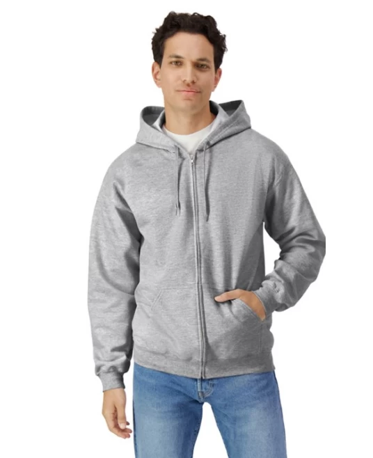 Hanorac cu gluga si fermoar Gildan, 285g/m2, gri deschis Hanorac cu gluga si fermoar Gildan, 285g/m2, gri deschis