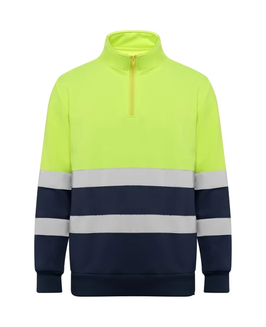 Hanorac fleece HiVis cu fermoar scurt, 280 g/mp, Galben-Bleumarin Hanorac fleece HiVis cu fermoar scurt, 280 g/mp, Galben-Bleumarin