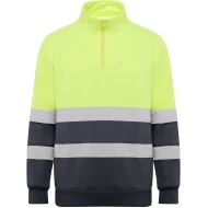 Hanorac fleece HiVis cu fermoar scurt, 280 g/mp,Galben-Gri