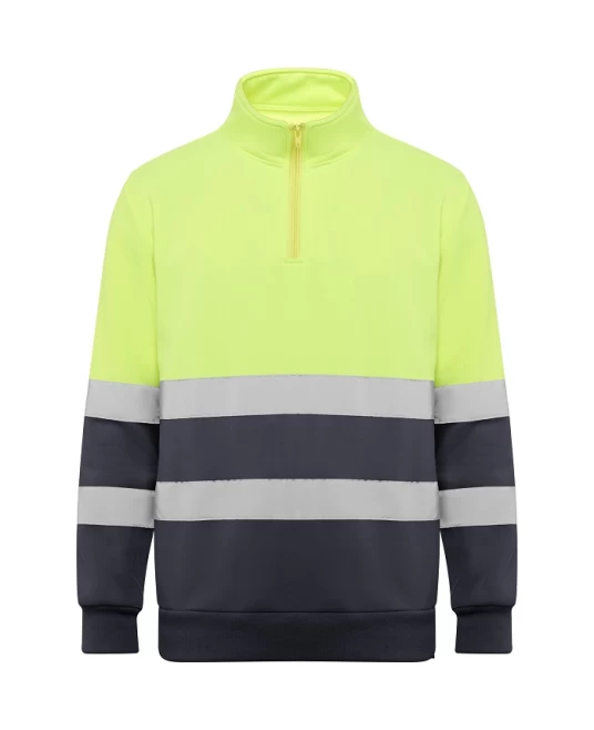 Hanorac fleece HiVis cu fermoar scurt, 280 g/mp,Galben-Gri Hanorac fleece HiVis cu fermoar scurt, 280 g/mp,Galben-Gri