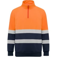 Hanorac fleece HiVis cu fermoar scurt, 280 g/mp, Portocaliu-Bleumarin Hanorac fleece HiVis cu fermoar scurt, 280 g/mp, Portocaliu-Bleumarin