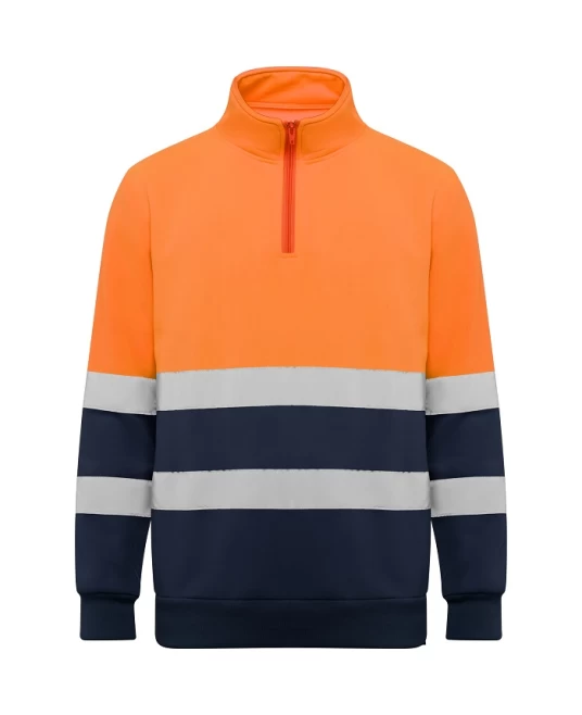 Hanorac fleece HiVis cu fermoar scurt, 280 g/mp, Portocaliu-Bleumarin Hanorac fleece HiVis cu fermoar scurt, 280 g/mp, Portocaliu-Bleumarin