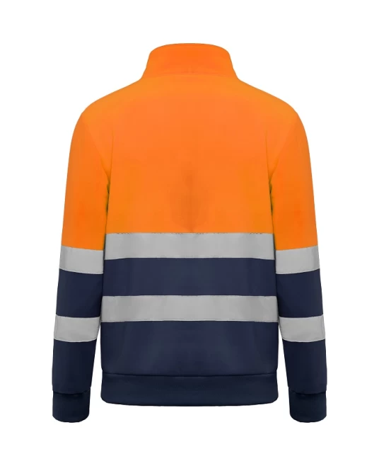 Hanorac fleece HiVis cu fermoar scurt, 280 g/mp, Portocaliu-Bleumarin Hanorac fleece HiVis cu fermoar scurt, 280 g/mp, Portocaliu-Bleumarin